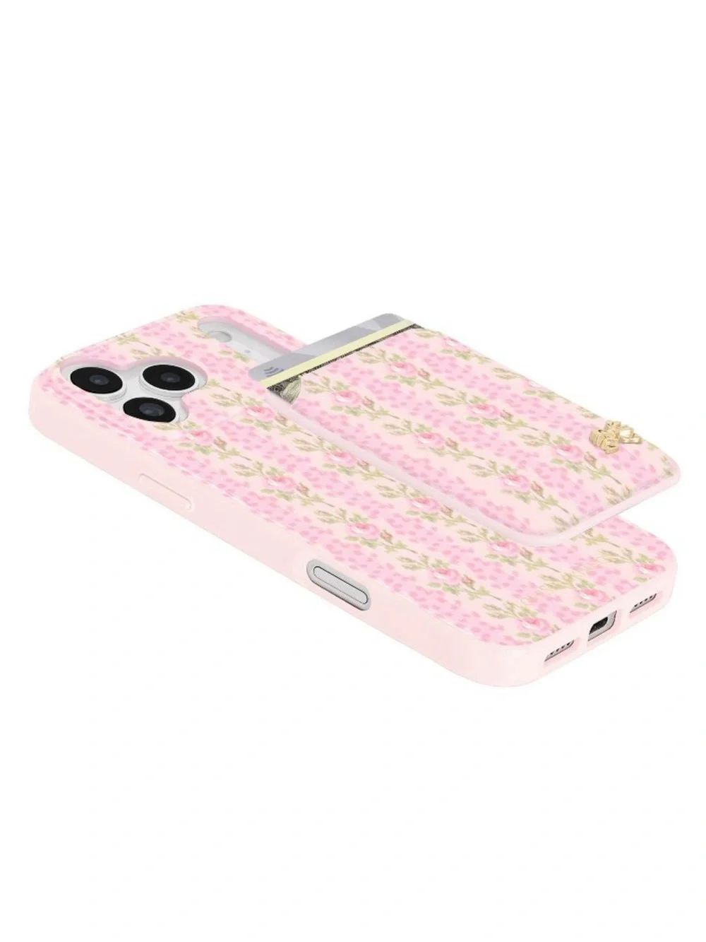 LoveShackFancy x Target Pink Floral Card Pocket with Gold Bow Accent